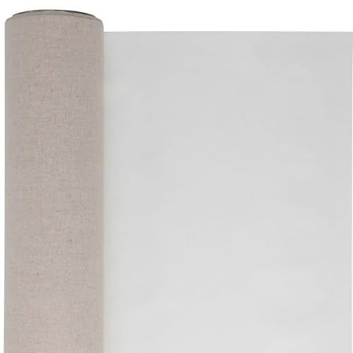 Centurion Deluxe Professional Linen Canvas Roll - 72"x6 yd Medium, 11 oz. Weight, Non-Absorbent, Enhanced Primed Canvas Roll for Oil Painters - size: 72 in x 6 yard