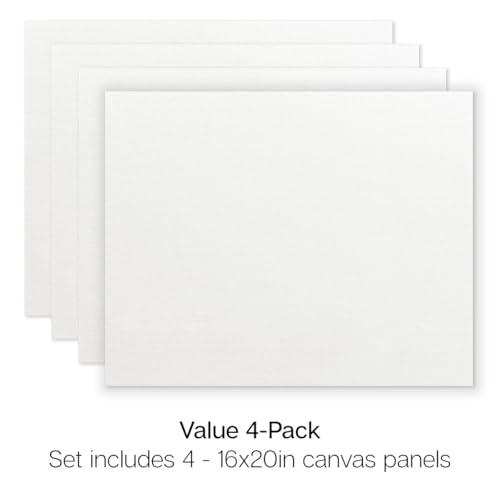 KINGART White Canvas Panel Set – Rectangle, 16x20 Inch, 4-Pack – 100% Cotton, Pre-Primed Gesso Artist Boards for Acrylic, Oil, Sketching, & Mixed Media Painting - color: White, size: 16" x 20"