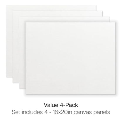 KINGART White Canvas Panel Set – Rectangle, 16x20 Inch, 4-Pack – 100% Cotton, Pre-Primed Gesso Artist Boards for Acrylic, Oil, Sketching, & Mixed Media Painting - color: White, size: 16" x 20"