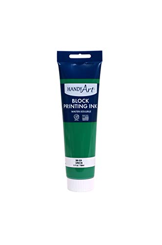 Handy Art Block Printing Ink, Green, 5 oz Tube, Water-Soluble | Highly Pigmented Vibrant Opaque Color with Superior Transfer Tack, Water Soluble, Certified Safe & AP Non-Toxic, Made in USA - color: Green, size: 5 fl oz