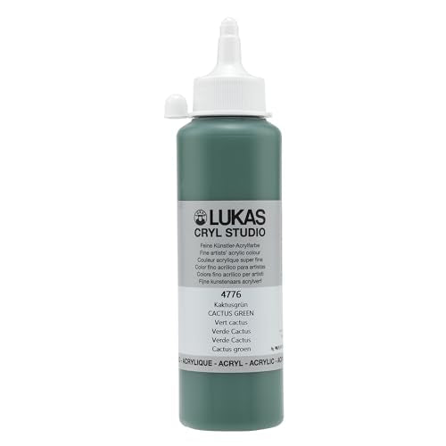 Lukas CRYL Studio Artist Acrylic Paint, Cactus Green, 250 ml Bottle - High Pigment Acrylic Paints for Canvas Painting, Large Scale Works - Medium-Viscosity, Water-Mixable, Fast Drying - color: Cactus Green, size: 8.45 Fl Oz (Pack of 1)