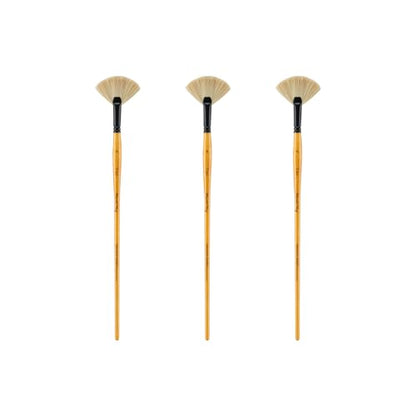 Creative Mark Mimik Hog Professional Synthetic Hog Bristle Paint Brush- Versatile Alternative to Natural Hog Hair Paint Brushes for Oil Painting, Acrylics, Inks, Gouache, Watercolors- Fan # 4-3 Pack - size: Fan # 4