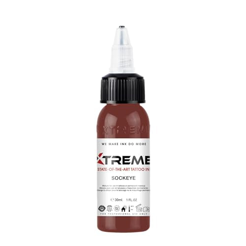Xtreme Tattoo Ink, Versatile Medium Viscosity for Precision Tattooing, Rich Hue, Quick Healing, Acrylic-Free, Water Based and Premium Quality - Ready-to-Use Tattoo Ink (Sockeye, 1 oz) - color: Sockeye, size: 1 oz