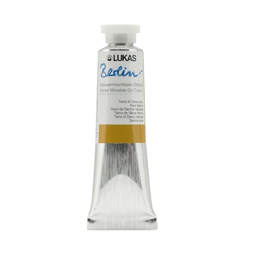 Lukas Berlin Pro Artists Water Mixable Oil Paint 37 ml Tube Raw Sienna, Water Soluble, Lightfast Pigments, Quick Drying, Easy Clean-Up, Eco-Friendly, Professional Quality, 40 Color Range - color: Raw Sienna, size: 1.25 Fl Oz (Pack of 1)