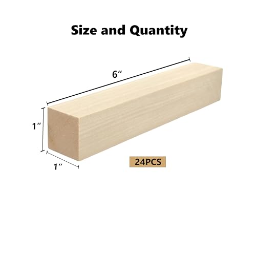 Ninekong 24PCS Basswood Carving Blocks，Whittling Wood Carving Kit,Soft Basswood for Carving(6"x1"x1") - size: 24 pieces 1x1x6 inch