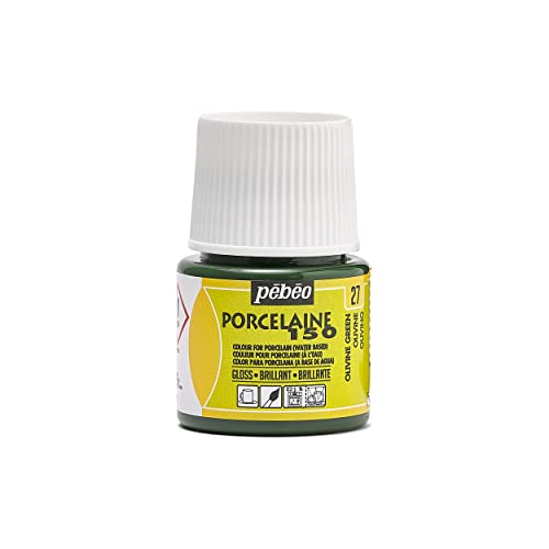 PEBEO Porcelaine 150 Ceramic Paint - Water-Based High-Gloss Color Paints for Porcelain, Premium Art Supplies, Non-Toxic & Heat-Safe, 45 ml Bottle, Olivine Green, 024-027 - color: Olivine Green