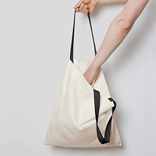 NPBAG 15 Pack 15'' X 16'' Natural Cotton Tote Bags, Lightweight Blank Bulk Cloth bags with 1pc of PTFE Teflon Sheet - color: Black Handle, size: Medium