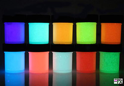 Glow in The Dark Invisible Neutral Visible GID GDV Cosmic Star Paint UV Black Light Reactive Luminous (2oz 10 Color Set)