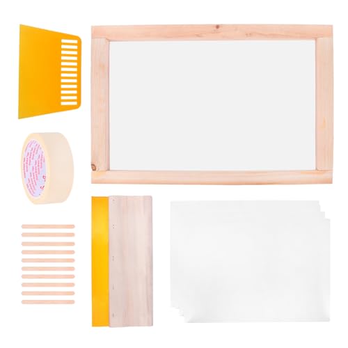 CORHAD Screen Printing Starter Kit with Transparency Inkjet Film and Squeegee Tools for Beginners, Includes Masking Tape and Wooden Sticks for DIY Crafts and Textile Printing