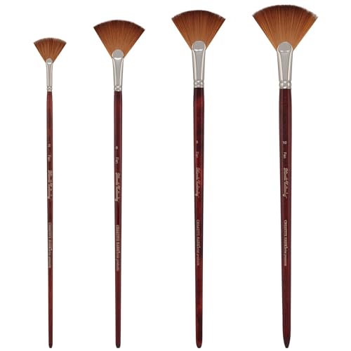 Creative Mark Mimik Kolinsky Watercolor Brush - # 6 Fan - Long Handle Synthetic Paint Brush - Handmade in Germany - Synthetic Sable Paint Brushes for Professional Artists - Animal-Friendly - size: 6