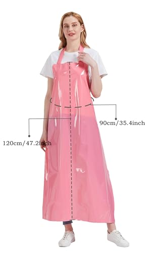Nanxson TPU Waterproof Apron Lightweight Work Apron with Adjustable Buckle | Liquid Resistant,Neck buckle design,Easy to clean,Unisex,Butcher Apron for Dishwashing Grooming,Halloween - color: Pink