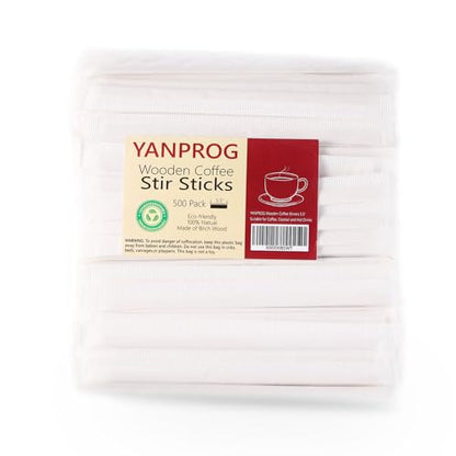 Wooden Coffee Stirrers Individually Wrapped 5.5" Coffee Stir Sticks 500 Pcs, Natural Birch Round End Thick Birch Wood Eco-Friendly Suitable for Coffee, Cocktail and Hot Drinks - color: Individually Wrapped, size: 500 Pack