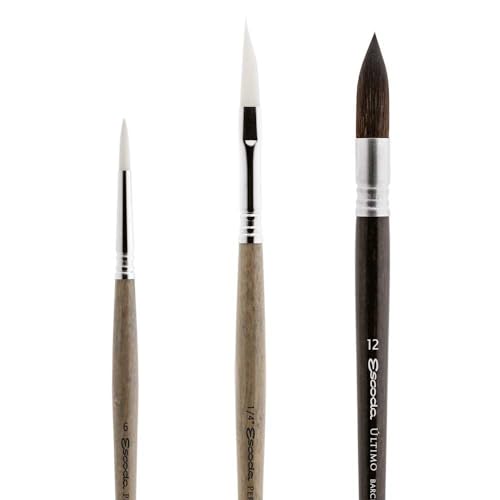 Escoda | Watercolour | Artist Set Julia Barminova | Size 6,1/4,12 | 3 Brushes | Synthetic White Toray + Tendo | Round Pointed + Dagger Striper + Round mop - color: Julia Barminova, size: Artist Set