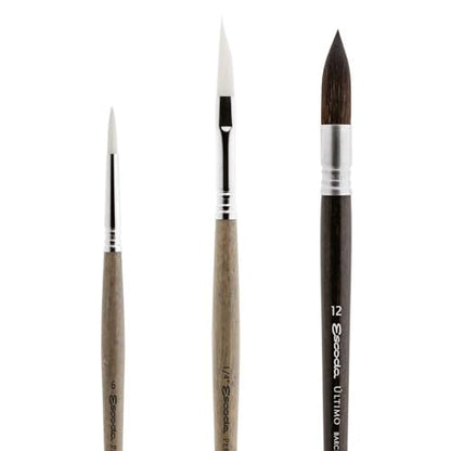 Escoda | Watercolour | Artist Set Julia Barminova | Size 6,1/4,12 | 3 Brushes | Synthetic White Toray + Tendo | Round Pointed + Dagger Striper + Round mop - color: Julia Barminova, size: Artist Set