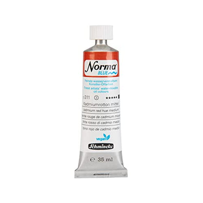 Schmincke - NORMA® Blue, 21311009, finest water-based artists' oil colors, highly pigmented, lightfast, vegan, cadmium red hue medium, 35 ml - color: 311 cadmium red hue medium