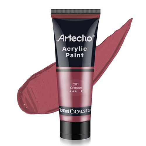 Artecho Red Acrylic Paint, Crimson Red Paint (120ml / 4.05oz) Tubes, Art Craft Paints for Canvas, Rock, Stone, Wood, Fabric, Art Supplies - color: Crimson, style: Regular