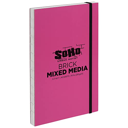 SoHo Urban Artist Brick Sketchbook Journals for Sketching, Drawing, Colored Pencils, Graphite, and More - Mixed Media 5.5"x8.5" (200 GSM, 40 Sheets) - 2 Pack - color: Mixed Media, size: 5.5 x 8.5in