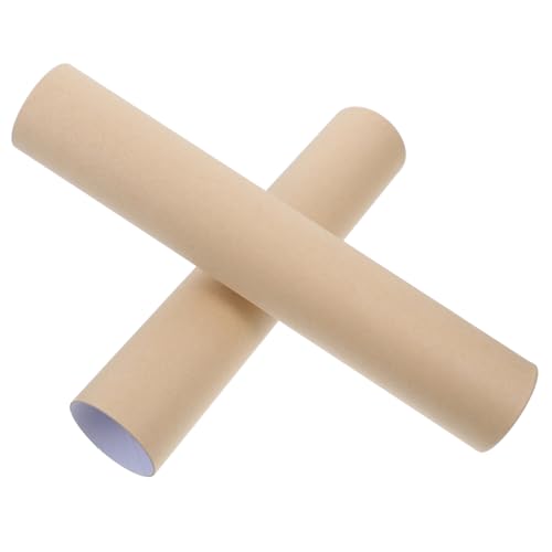 SOLUSTRE Japanese Scroll Holder Kraft Paper Cylinder Mailing Tube for Paintings and Calligraphy - color: Khaki