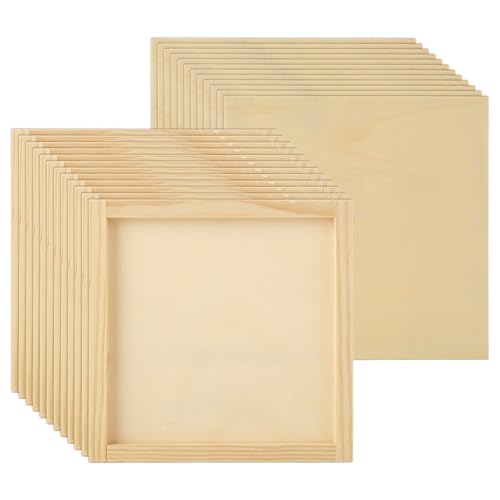 YOUNTHYE 24PCS Wood Panels for Painting Bulk 6x6 Wood Boards for Crafts Unfinished Wood Canvas Boards for Painting Square Wooden Panel Boards Painting Canvas for Painting, Pouring, Arts