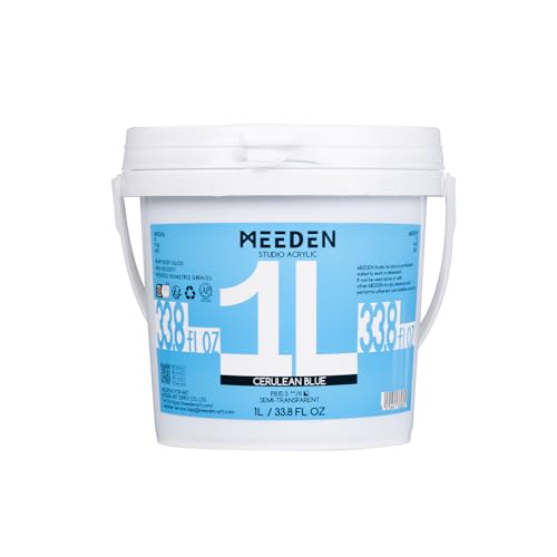 MEEDEN Cerulean Blue Acrylic Paint: 1 L /33.8 oz Heavy Body Gloss Non-Toxic - Thick Art Paints for Canvas Crafts - color: Cerulean Blue - 1L