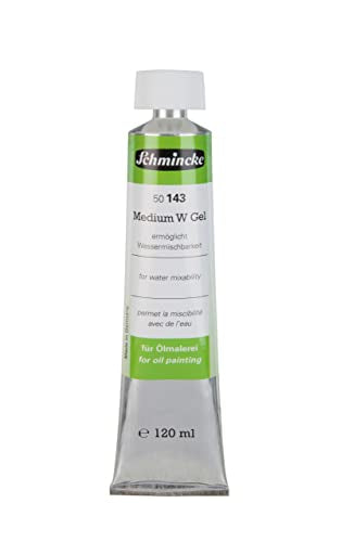 Schmincke - Medium W Gel, tube 120 ml, 50143012, Jelly like medium, makes oil colours water-mixable, increases gloss and transparency, odourless - size: 4.06 Fl Oz (Pack of 1)