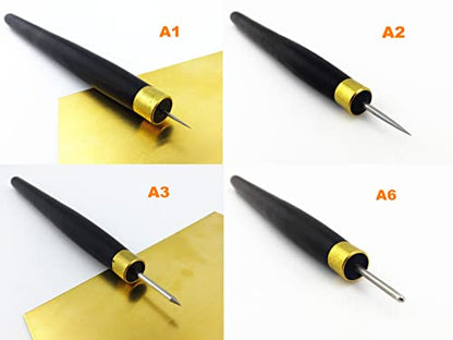 4pcs Printmaking Print Mezzotint Copperplate Woodcut Resin Board Intaglio Point Engrave Etching Leathercraft Carving Needle Pen Scraper Scriber Groove Lineation Tracer Presser Burnisher Tool Set