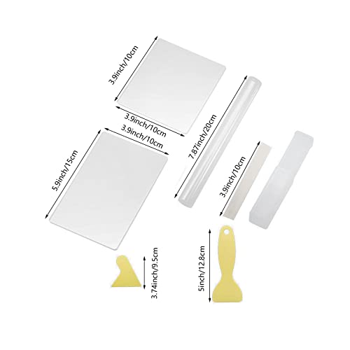 11 Pieces Acrylic Clay Roller Set Clay DIY Tool Rolling Pin Clay Cutter Acrylic Sheet Backing Board Stainless Steel Accessories Suitable for H, 7Pcs, 15cmx10cm
