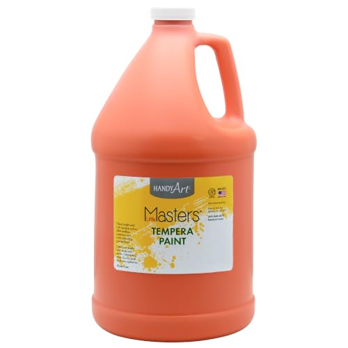 Handy Art Little Masters Tempera Paint, Orange, Gallon 128 oz Bottle, Bright & Mixable, High Opacity, Washable Colors for Classroom, Students, Kids, Young Artists, Safe & Non-Toxic, Made in USA - color: Orange, size: 128 Fl Oz (Pack of 1)