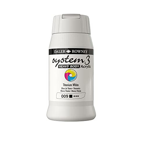 Daler Rowney System3 Titanium White Heavy Body Acrylic Paint 500ml - Art Paint for Artists and Students - Artist Paint for Canvas Murals and More - Thick Acrylic Paint for All Skill Sets