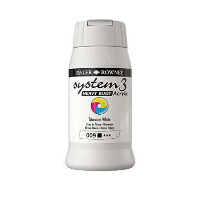 Daler Rowney System3 Titanium White Heavy Body Acrylic Paint 500ml - Art Paint for Artists and Students - Artist Paint for Canvas Murals and More - Thick Acrylic Paint for All Skill Sets