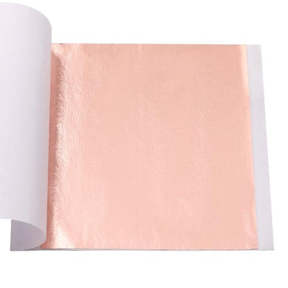 KINNO 100 Sheets Imitation Gold Foil Sheets - Flesh Pink Metallic Leaf for Arts, Sculpture, Gilding, Nails, Handcrafts, Picture Frames, Paintings, Furniture, Wall, 3.15 by 3.35 Inches - color: Salmon