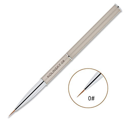 Beaute Galleria 1 Piece Kolinsky Sable Nail Art Liner Striping Brush, for Thin Fine Line Drawing, Detail Painting, Striping, Blending, One Stroke, Acrylic Nail Art Brush (Size: 0#) - size: Liner (10mm)