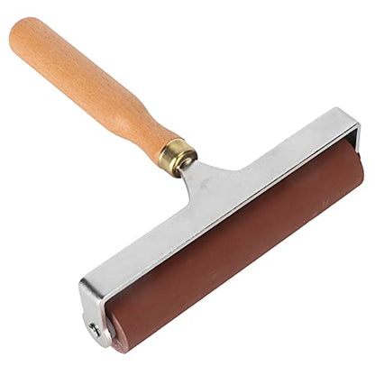 ALIESTFDNO Rubber Brayer Rollers 3-Piece Set 5.9in 3.9in 1.9in with Nonslip Plastic Handle for Printmaking Ink Block Stamping Scrapbooking (Rubber + Composite Wood)