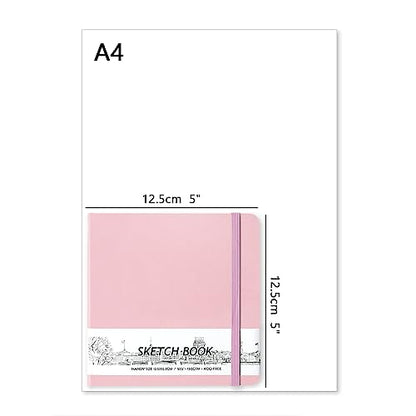 qianshan 5" x 5" Hardcover Sketch Book,Small Mixed Media Sketch Pad,58 Sheets 150GSM Acid-Free Artist Drawing Paper,Travel Journal Blank Notebook for Adults Painting,Illustration,Art Supplies.Pink - color: 150gsm PU-pink