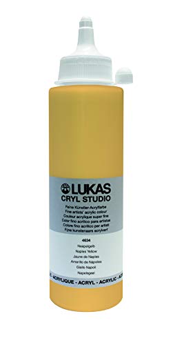 Lukas CRYL Studio Artist Acrylic Paint, Naples Yellow, 250 ml Bottle - High Pigment Acrylic Paints for Canvas Painting, Large Scale Works - Medium-Viscosity, Water-Mixable, Fast Drying - color: Naples Yellow, size: 8.45 Fl Oz (Pack of 1)