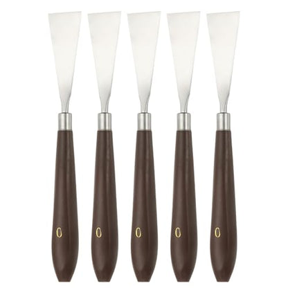 HARFINGTON 5pcs Palette Knife Painting Tool 2.44" x 0.91" Stainless Steel Art Spatula Pallet Knives Scrapers Tools with Plastic Handle for Acrylic Oil Canvas Mixing Spreading, Red/Silver