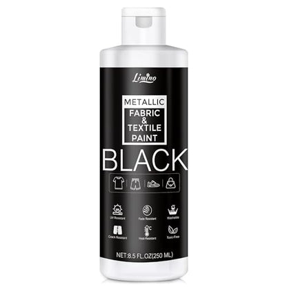 Black Fabric Paint - 250ml Textile Paint Permanent for Textile and Leather Clothes, Fabric Coat Paint for DIY Fabric Dye Projects, Washable Clothing Paints for T-shirts, Jeans, Canvas Shoes, Sofa - color: Black