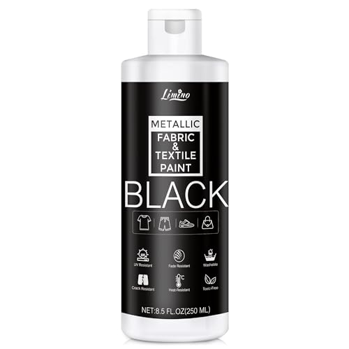Black Fabric Paint - 250ml Textile Paint Permanent for Textile and Leather Clothes, Fabric Coat Paint for DIY Fabric Dye Projects, Washable Clothing Paints for T-shirts, Jeans, Canvas Shoes, Sofa - color: Black