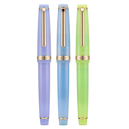 3 Jinhao 82 Fountain Pen Transparent Purple, Blue and Green Acrylic, Extra Fine Point Gold Trim with Converter Set - color: Morandi Gold Trim, style: Extra Fine Nib