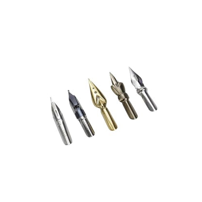 Wood Calligraphy Oblique Dip Pen Holder Set, Removable Nib Pen Handle with 5 Nibs for English Calligraphy Drawing Comic, Black - color: Black