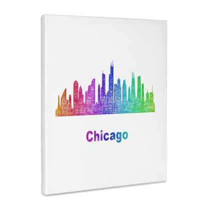 3dRose Rainbow city skyline of Chicago, Illinois Museum Grade Canvas Wrap 8x10 - size: 8"L x 10"W