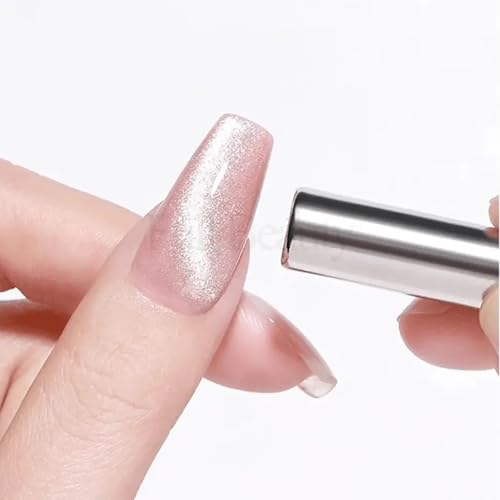 Cat Eye Nail Magnet Gel Nail Polish Magnetic Cylindrical Strong Magnet Stick Cat Eye Nail Art Magnet 3d Cat Eye Magnetic Nail Polish Tool Double Headed Magnet for Nails Salon (Silver) - color: Style 1