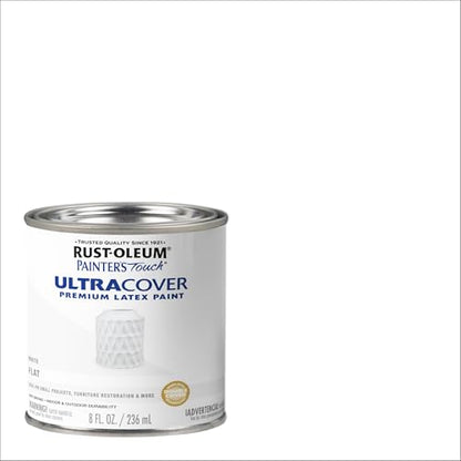 Rust-Oleum 1990730 Painter's Touch Latex Paint, Half Pint, Flat White, 8 Fl Oz (Pack of 1) - color: Flat White, size: 8 Fl Oz (Pack of 1)
