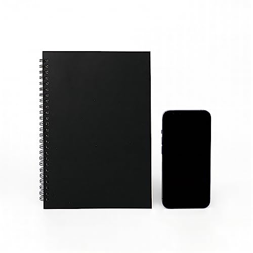 DSTELIN 9 inch x 6 inch, 100GSM, Blank Spiral Notebook, 1-Pack, Soft Cover, Sketch book, 160 Pages / 80 Sheets, (Black)