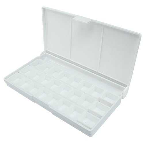 Piutouyar Portable Paint Palette Box, 24 Wells Watercolor Folding Palette Box with Lid for Watercolor