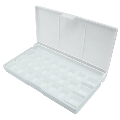 Piutouyar Portable Paint Palette Box, 24 Wells Watercolor Folding Palette Box with Lid for Watercolor