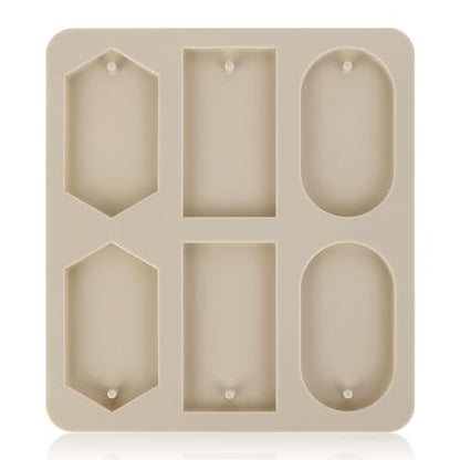 Epoxy Resin Molds, 1 Pcs Silicone Molds for Crafts, Resin Keychain Mold Rectangle Rhombic Elliptical Casting Mold with Hanging Holes for Jewelry Making DIY Handicrafts Pendant Decoration, Grey
