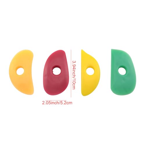 TAODAN 4PCS Pottery Tool Set 3.94x2.05inch Oval Silicone Sheets Clay Sculpture Repair Painting Utensil for DIY Smooth Shape Engraving