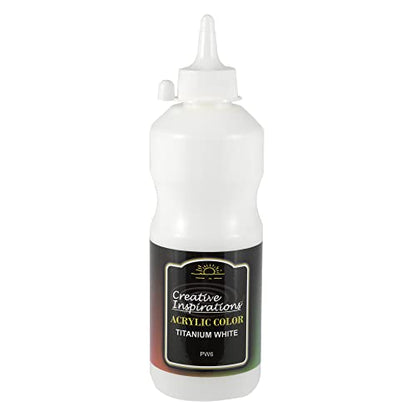 Creative Inspirations Acrylic Paint - Titanium White - 500mL - 2 Pack - Smooth & Creamy Consistency, Vibrant Pigmentation, Great Coverage for Artists - Clean Up with Soap & Water - color: Titanium White, size: 16.91 Fl Oz (Pack of 2)