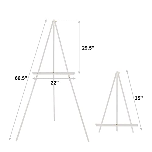 Falling in Art 65" A-Frame Tripod Easel Stand, Wooden Display Easel with Adjustable Canvas Holder, Floor Easel for Wedding Signs, Posters, Paintings, Artwork(White) 2 Pack - color: White-2 Pack